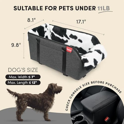 BurgeonNest Center Console Dog Car Seat for Small Pets to 11lbs, Milk Cow - Image 2