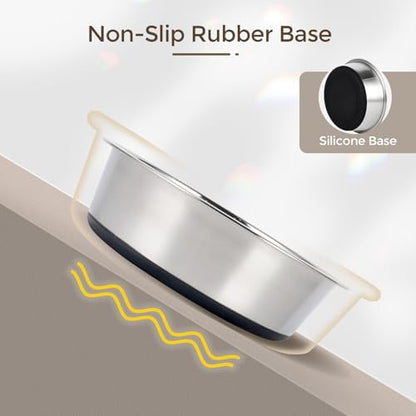 Dog Bowls Durable Non-Slip Stainless Steel Dog Bowls 2-Pack Holds 3 Cups - Image 3