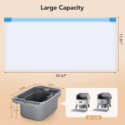 Thereye Cat Litter Box Liner - 60PCS Heavy Duty Drawstring Trash Bags for Thereye ER-SC08 Automatic Self-Cleaning Boxes, Extra Thick Leakproof, 3 Rolls (20 Bags/Roll) - Image 7