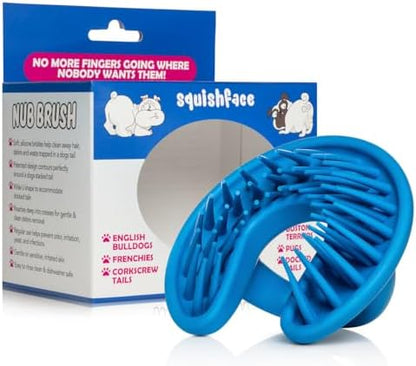 Squishface Nub Brush – Corkscrew Tail Dog Brush for Bulldogs Silicone Grooming Brush for Trapped Hair, Debris, Itchy Skin Folds & Scooting - Great for Small Animals by Squishface