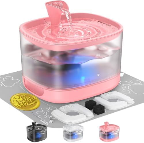 Veken 85oz/2.5L Cat Water Fountain with Detachable Tank for Cat, Dog, Red by Veken