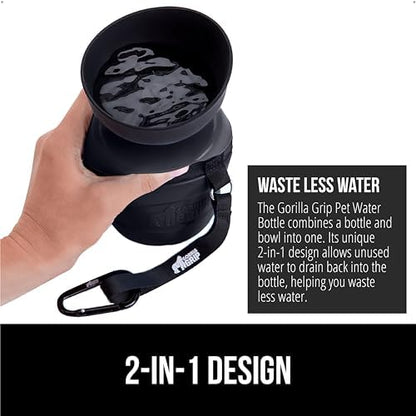GORILLA GRIP Portable Dog Water Bottle, Food Grade Silicone, 12oz Black - Image 3