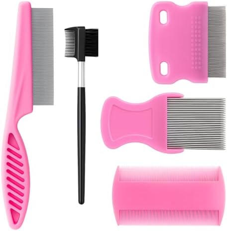 Flea & Lice Combs for Pets – Fine-Tooth Stainless Steel Grooming Set, Dematting Tools for Dogs and Cats – 5 Pack by Unknown