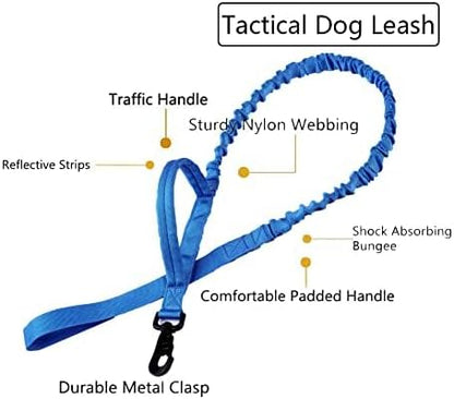 Xqpetlihai Tactical Dog Collar and Leash Set Adjustable Military Nylon Dog Collar with Control Handle and Heavy Duty Metal Buckle for Large Dogs （Dark Blue XXL