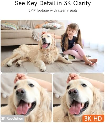 5G Pet Camera Indoor with Phone App, 3K Cat Dog Cameras with Speaker, Pan-Tilt WiFi Baby Monitor Camera for Home Security, Pet/Facial AI Detection Motion Tracking, 2-Way Talk, 2.4G/5G Wi-Fi - Image 2