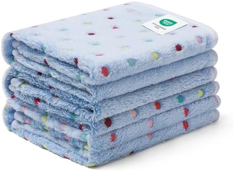 Luciphia 1 Pack 3 Blankets Super Soft Cute Dot Pattern Pet Blanket Flannel Throw for Dog Puppy Cat Medium(30x20), Blue by luciphia
