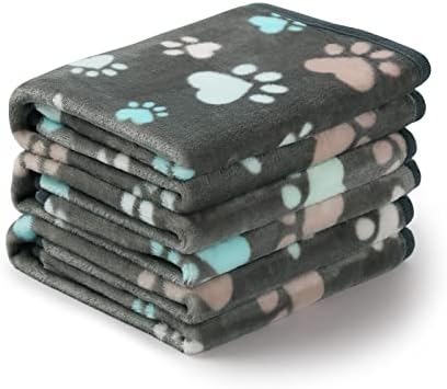 Luciphia 1 Pack 3 Blankets Fluffy Premium Fleece Pet Blanket Flannel Paw Printed Throw for Dog Cat(Large 41x31'', Grey) by luciphia