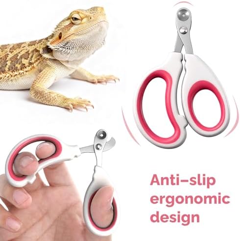 Stainless Steel Bearded Dragon Nail Clippers, Professional Reptile Grooming Tool with Precise Angled Edge, Small Animal Nail Clippers, Cat Nail-Clipper, Claw Trimmer for Birds, Cat, Dogs (Red) - Image 3