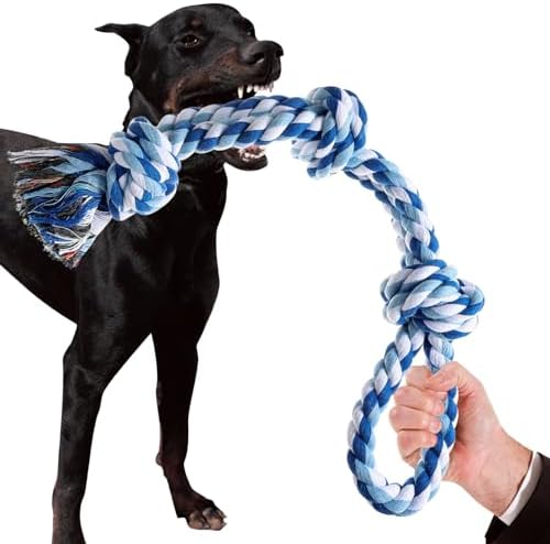 XIGOU Dog Rope Toys Indestructible Dog Toys, Dog Chew Toys for Aggressive Chewers, Tough Puppy Teething Chew Toys for Boredom, Dental Cleaning Tug of War Dog Toy, Great for Small to Large Breed, Blue by XIGOU