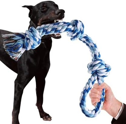 XIGOU Dog Rope Toys Indestructible Dog Toys, Dog Chew Toys for Aggressive Chewers, Tough Puppy Teething Chew Toys for Boredom, Dental Cleaning Tug of War Dog Toy, Great for Small to Large Breed, Blue by XIGOU