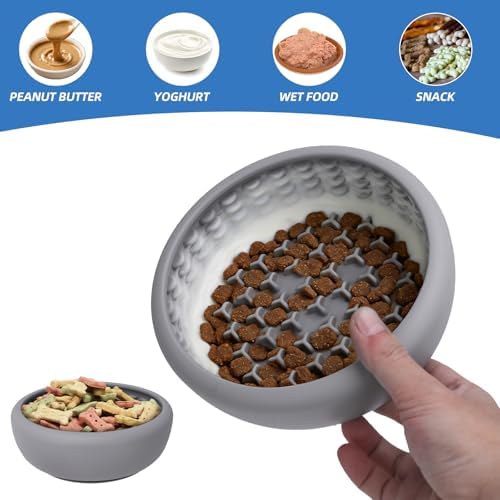 Dog Lick Bowl,Silicone Slow Feeder Bowls for Dogs ，Anxiety Relief Lick Mat for Dogs, Interactive and Enrichment Toys (Grey, Large) - Image 3