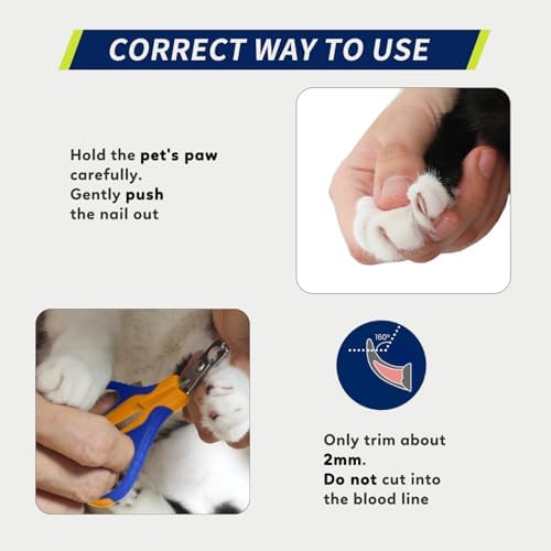 WePet Pet Nail Clippers U07.1, Professional Claw Trimmer, Bended Scissor Special for Cats, Kittens, Dogs, Puppies, Small Animals, Orange/Navy Blue - Image 6