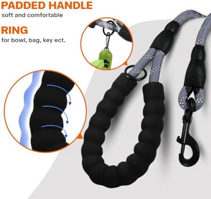 Taglory Rope Dog Leash for Medium Large Dogs, 5 FT Padded Handle, Grey - Image 4