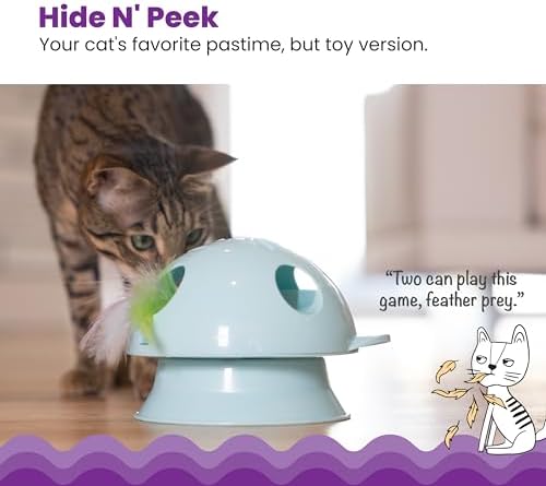 Catstages 2-in-1 Dart N’ Dash Electronic Feather Cat Toy, Motion-Activated, Ball Track Add-On, Blue - Image 2