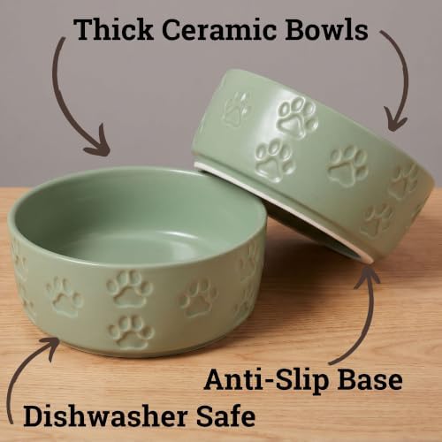 Ceramic Dog Bowl Set of 2 with Anti-Skid Base, 5.5"W x 2"H, 2 Cup Capacity - Image 2