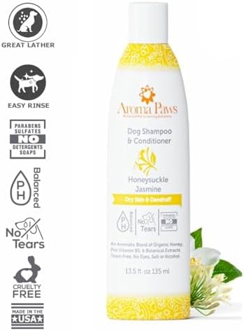 Dog Shampoo and Conditioner - Aromatic Tearless Shampoo for Cleansing, Grooming, and Conditioning - Moisturizing Shampoo for Dogs and Puppies - Honeysuckle Jasmine 13.5 oz - Image 2