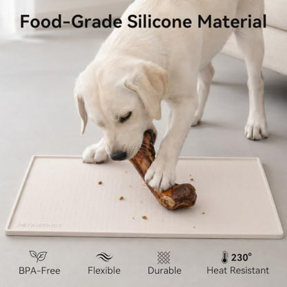 Extra Large Dog Food Mat, Food-Grade Silicone Mat, 24x16, Lvory - Image 3