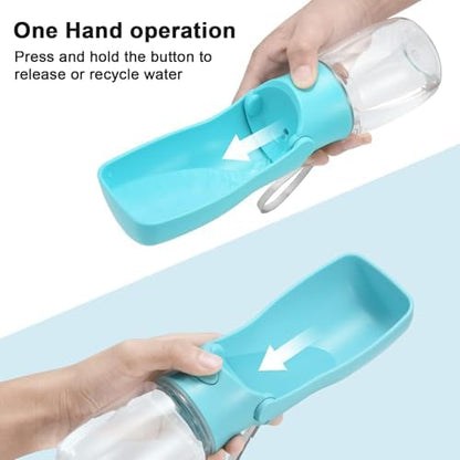 Portable Dog Water Bottle for Walking – 19oz / 12oz Foldable Pet Water Dispenser for Puppies, Medium & Large Dogs – Leak Proof Travel Water Bowl for Small Animals Dog Accessories(12OZ Blue) - Image 2