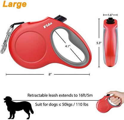 Fida Retractable Dog Leash with Dispenser and Poop Bags, 16 ft, Red - Image 6