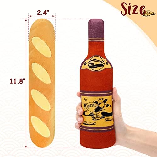 CiyvoLyeen Plush Bread Wine Bottle Catnip Toys for Indoor Cats 2 Pack - Image 3