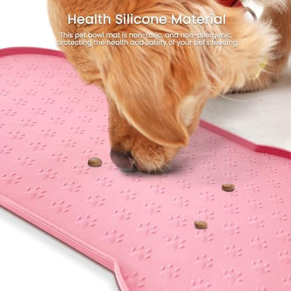 PWTAA Dog Food Mat Anti-Slip Silicone Dog Bowl Mat Thicker Pet Placemat Waterproof Cat Feeder Pad with Raised Edge Puppy Kitten Feeding Mats Suitable Small Medium-Sized Dogs Cats Eating Tray - Image 6