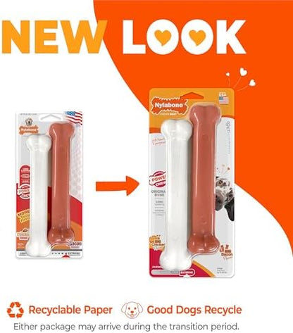 Nylabone Power Chew Original Bone Dog Toys, Chicken & Bacon Flavor, 2 Count - Image 3