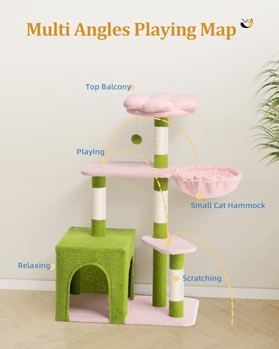 Aechonow Flower Cat Tree for Indoor Cats,41.2" Cute Cat Tree for Adult Cats - Image 6