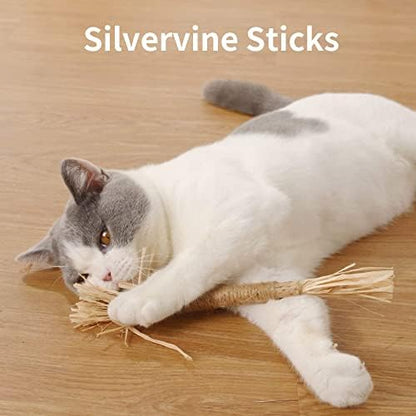PAZ'S GIFT Catnip Toy Cat Toys Catnip Toy cat chew Toy cat Kicking silvervine Stick Teeth Cleaning Cute Kitten Teething Indoor Interactivecat Dental Care Matatabi (Raffia 2pcs) - Image 6