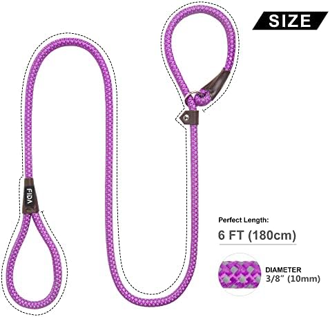 Fida Durable Slip Lead Dog Leash, 6 FT x 3/8" Dog Training Leash, Purple - Image 4