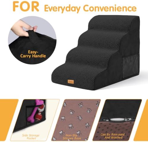 Topmart High Density Foam Dog Steps 4 Tiers, Extra Wide Deep Pet Steps - Image 4