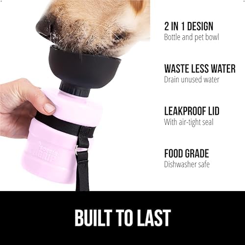 GORILLA GRIP Portable Dog Water Bottle, Food Grade Silicone, 20oz Pink - Image 2
