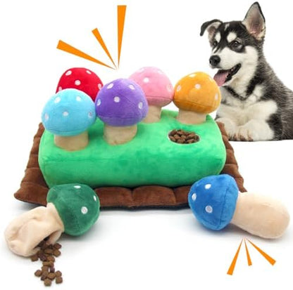 Hide and Seek Dog Toys, Squeaky Interactive Puzzle Dog Toys for Boredom and Stimulation, Dog Enrichment Toys for Small and Medium Dogs (Mushrooms, Pack of 7) by Lepawit