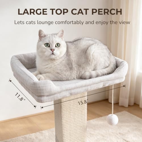 32 Inches Cat Scratching Post with Perch for Indoor Cats Adults - Image 4