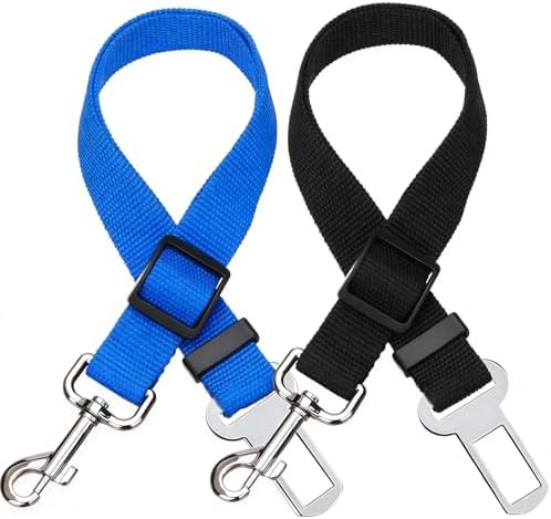 Elisel 2 Packs Adjustable Length Pet Dog Cat car seat Belt Pet seat Belt Pet Accessories for Dogs Cats and Pets (Blue Black) by Elisel