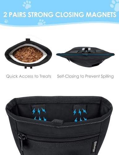 Gobeigo 2 Cup Dog Treat Pouch with Silicone Insert Bag& Clicker(Raven) - Image 3
