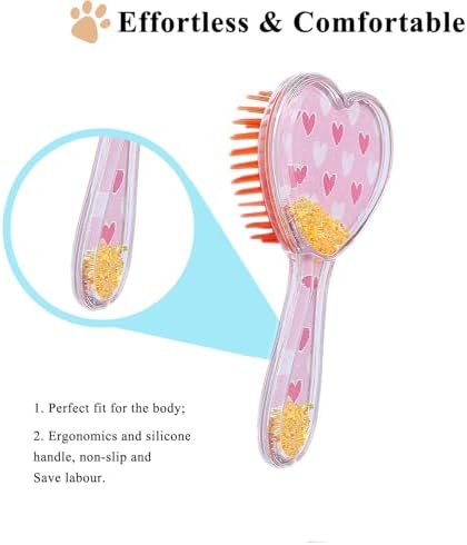 Small Soft Dog Grooming Brush Pet Massage Hair Brush (White Heart) - Image 4