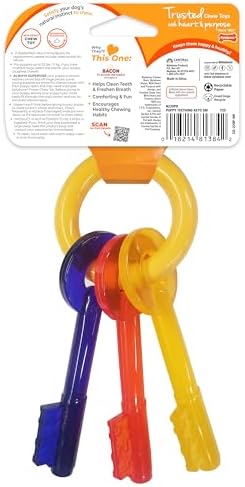 Nylabone Puppy Chew Teething Key Ring Dog Chew Toy, Bacon Flavor, Small - Image 4