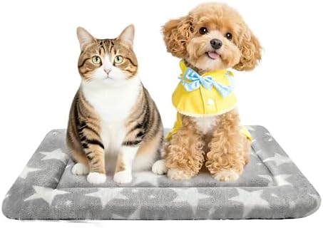 Dog Bed Mat – Soft & Comfortable Dog Kennel Pad for Crate – Durable Crate Bed & Mat for Dogs & Cats – Ideal for Crate, Kennel, and Home Use (Big&Little Stars Grey, S(24"*18"*1.5")) by %E7%AB%8B%E5%8D%B3%E8%B4%AD%E4%B9%B0