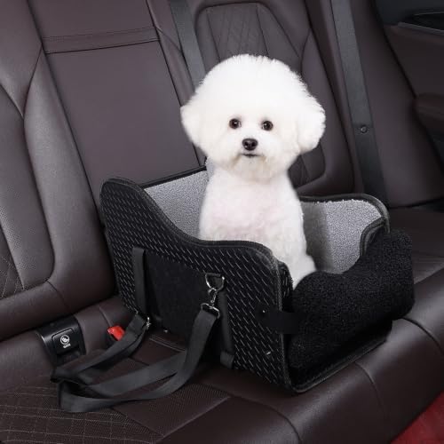 Dog Car Seat for Small Dogs, Center Console Booster Seat for Full Size Trucks, Height Increasing seat with seat Belt and Washable Cushion（Black）- Small - Image 7