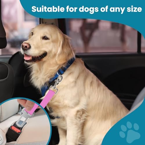 Adjustable pet cat and Dog car seat Belt The Lanyard is Flexible and Adjustable from 20 to 33 inches(Pink + Purple) - Image 3