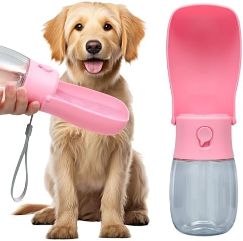 Portable Dog Water Bottle 10oz Pink by VEPOUYUDIRECT
