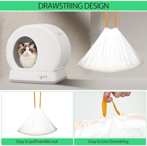 120 Count 18" x 12.6" Cat Litter Box Liners, Replaced Trash Bags Fit for Cat Litter Box MW-SC01/MW-SC02/MW-LR01,Thick Heavy Duty Drawstring Replacement Waste Drawer Liners for Automatic Litter Box - Image 6
