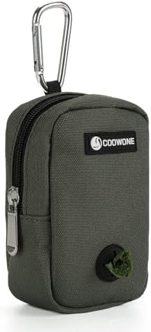Dog Treat Pouch for Training, Portable Dog Walking Bag Built in Poop Dispenser, Pocket Sized Pet Pouches, Doggie Puppy Snack Rewards Bag,Treat Carrier Holder with Clip (Army Green) by COOWONE