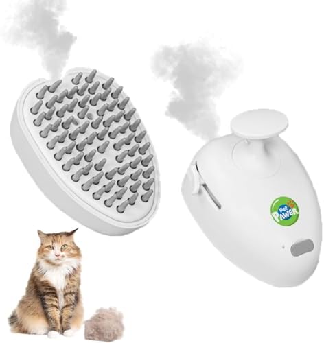 Cat Steam Brush for Shedding, 4 in 1 Rechargeable Steam Brush for Cats and Dogs, Anti-Static, Massage, Cleaning, Shedding & Combing All in One! by ThePetPawer