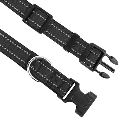 Reflective Dog Collar, Adjustable Soft Neoprene Padded,Black,L - Image 3