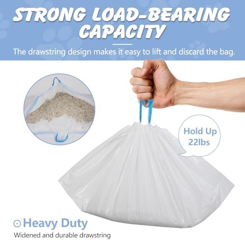 Cat Litter Box Liners, 30 Count, 36 x 19 In, 3 Mil, Drawstring - Image 3