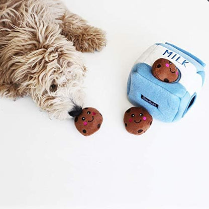 ZippyPaws Burrow Hide & Seek Plush Puzzles - Milk and Cookies - Image 6