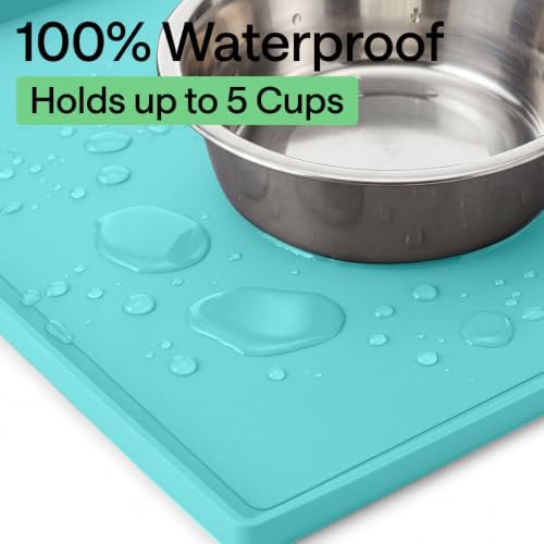 GORILLA GRIP Waterproof Dog Food Mat, Pet Feeding Placemat, 16x10 Turquoise - Image 5