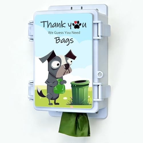 Dog Poop Bag Dispenser Wall Mounted Waterproof Outdoor Pet Waste Bags Dispenser Station with Cute Doggie Poo Images Post, Pole, Fence Mountable fits Home, Porch, Patio, Yard（colored,only dispenser) by Onybte