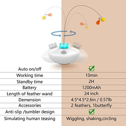 Oxawo Interactive Cat Toys Indoor Cats Toy Automatic Moving Feather Wand - Image 6